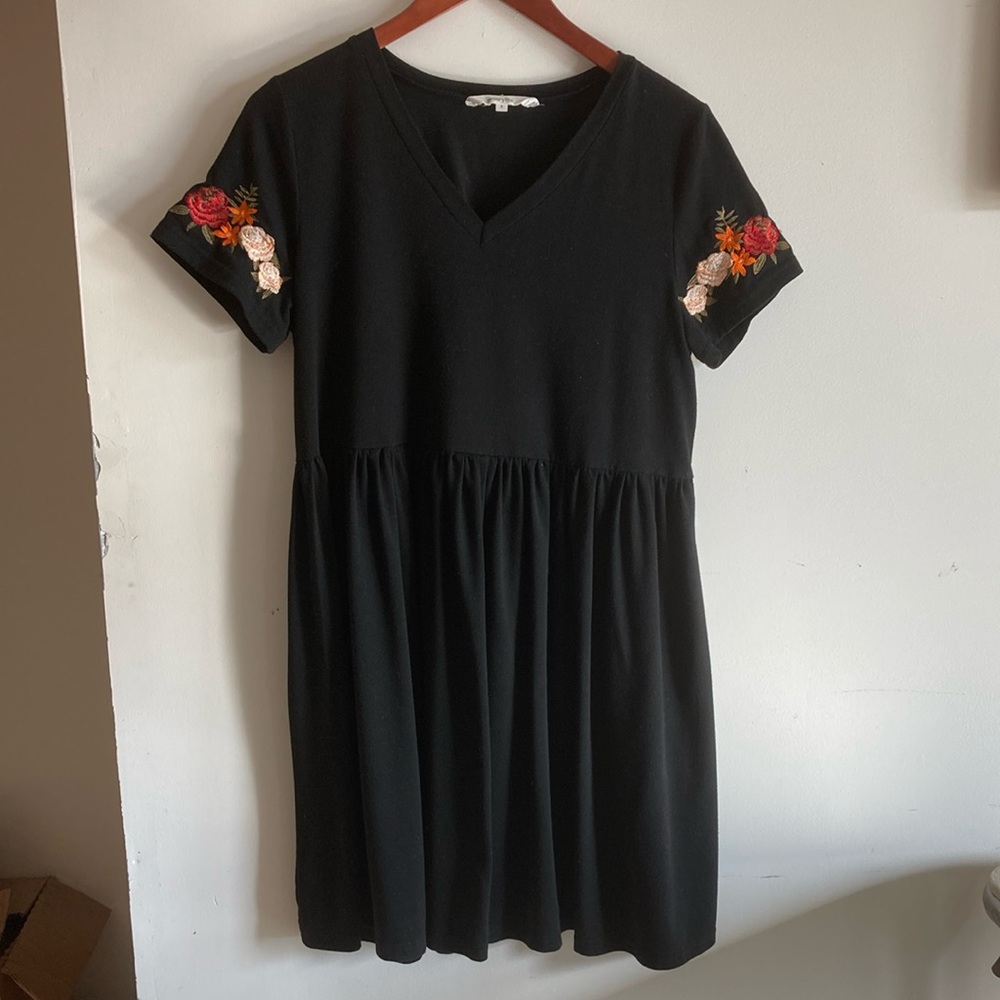 Black Floral Embroidered Dress